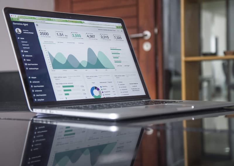 Dashboard showing business analytics and growth charts